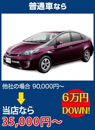 普通車なら、他社の場合90,000円～のところをG-polish（ジーポリッシュ）なら35,000円～　6万円DOWN！